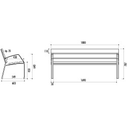 banc Modo-08 5 lames 180 cm